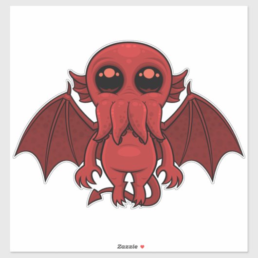 Schattig rood Cthulhu Zee monster Sticker (Vel)