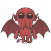 Schattig rood Cthulhu Zee monster Sticker (Voorkant)
