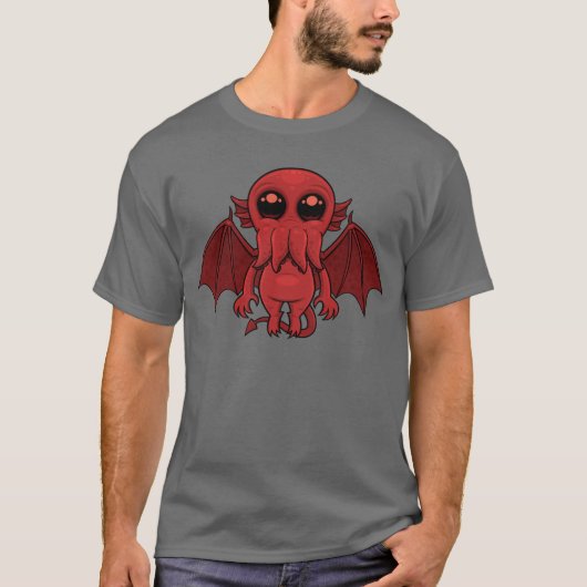 Schattig rood Cthulhu Zee monster T-shirt (Voorkant)