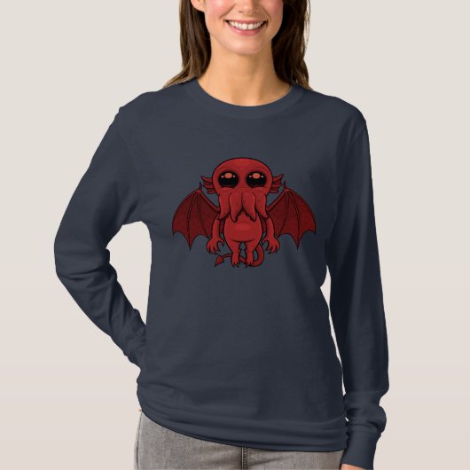 Schattig rood Cthulhu Zee monster T-shirt (Voorkant)