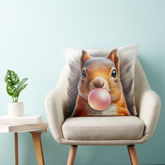 Schattig Rood Eekhoorn dat Bubblekauwgom Blaast Fa Kussen (Stoel)