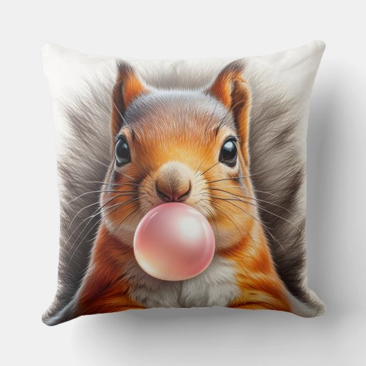 Schattig Rood Eekhoorn dat Bubblekauwgom Blaast Fa Kussen (Achterkant)