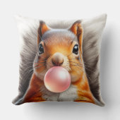 Schattig rood eekhoorn die bubbelgom blaast Whimsi Kussen (Voorkant)