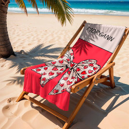 Schattig rood en blush coquette hart lint strandlaken