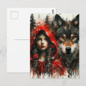 Schattig Rood en de Wolf Briefkaart (Voorkant / Achterkant)