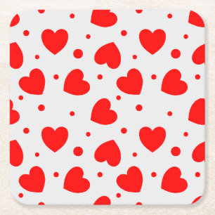 Schattig rood en wit modern trendy hart en stip kartonnen onderzetters