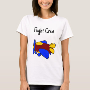 Schattig rood geel blauw vliegtuig cartoontje voor t-shirt