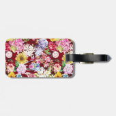 Schattig rood geel elegant Floral monogram Bagagelabel (Achterkant horizontaal)