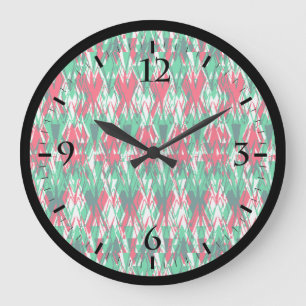 Schattig rood groen abstract azteekse patroon grote klok