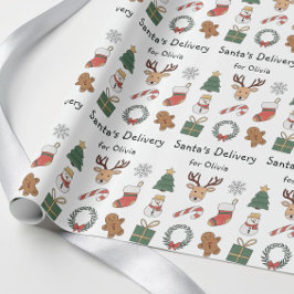 Schattig Rood Groen Festief Kinderen Kerst Patroon Cadeaupapier