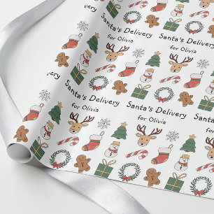 Schattig Rood Groen Festief Kinderen Kerst Patroon Cadeaupapier