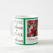 Schattig rood groen kerstpatroon koffiemok (Voorkant links)