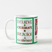 Schattig rood groen kerstpatroon koffiemok (Links)