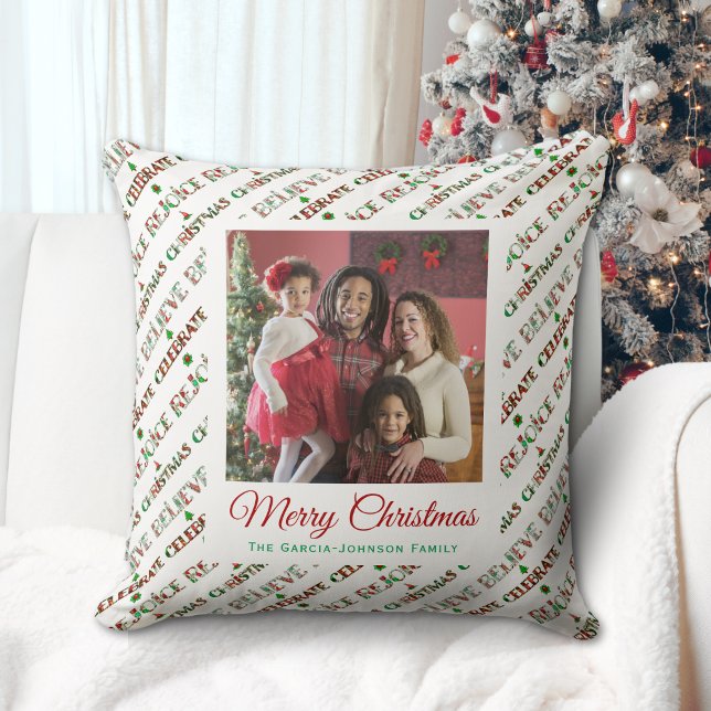 Schattig Rood Groen Kerstpatroon Kussen (Creator heeft geüpload)