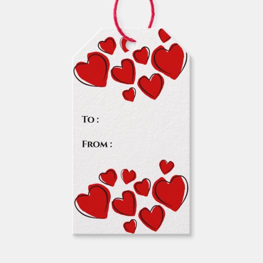 Schattig rood hart cadeaulabel (Voorkant)