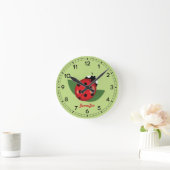 Schattig rood Ladybug Insect met douanenaam Ronde Klok (Huis)