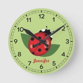 Schattig rood Ladybug Insect met douanenaam Ronde Klok