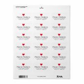 Schattig rood liefdeshart retouradres etiket (Full Sheet)