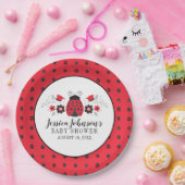 Schattig rood lieveheersbeestje Baby shower Papieren Bordje (Feest)