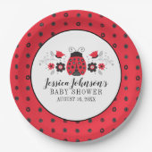 Schattig rood lieveheersbeestje Baby shower Papieren Bordje (Voorkant)