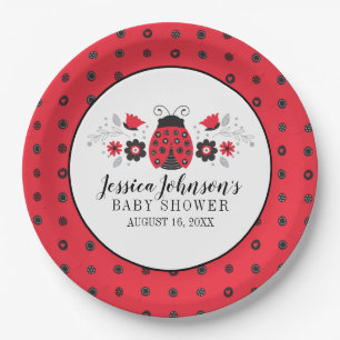 Schattig rood lieveheersbeestje Baby shower Papieren Bordje