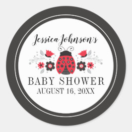 Schattig rood lieveheersbeestje meisje Baby shower Ronde Sticker