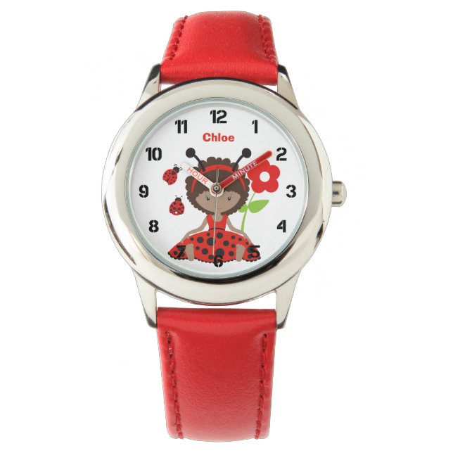 Schattig rood lieveheersbeestje meisje Kinder Horloge (Voorkant)