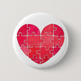Schattig rood puzzel hart waterverf ronde button 5,7 cm