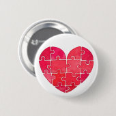 Schattig rood puzzel hart waterverf ronde button 5,7 cm (Voorkant /achterkant)