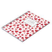 Schattig Rood Waterverf Patchwork Hartjes Patroon Notitieboek (Linkerzijde)