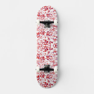 Schattig rood wit bloemenpatroon persoonlijk skateboard