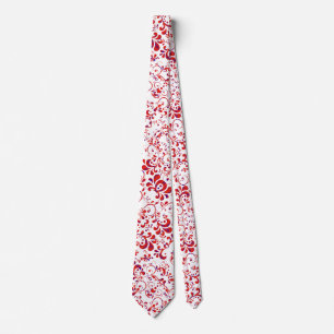 Schattig rood wit bloemenpatroon stropdas