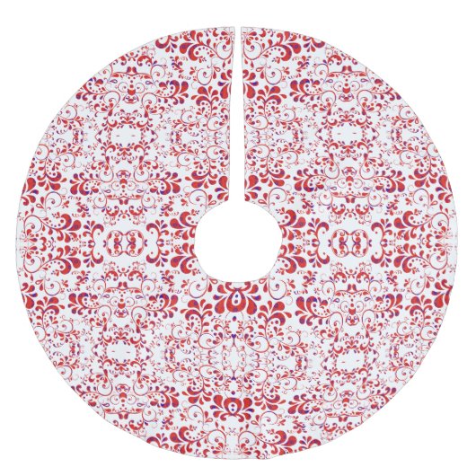 Schattig rood wit bloemmotief kerstboom rok (Voorkant)