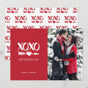 Schattig rood & wit XOXO Valentijnsdag Feestdagenkaart