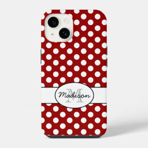 Schattig rood witte polka stippen retro patroon Mo iPhone 14 Hoesje