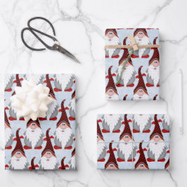 Schattig Rood Zwart Grijs Gnome Xmas Christmas Kin Inpakpapier Vel