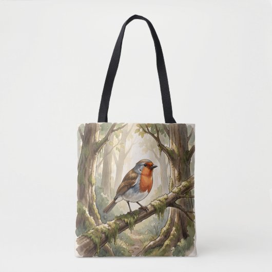 Schattig roodborstje in oude bos tote bag (Voorkant)