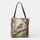 Schattig roodborstje in oude bos tote bag (Achterkant)