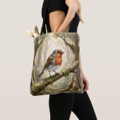 Schattig roodborstje in oude bos tote bag (Dichtbij)