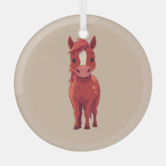Schattig roodbruin paard glas ornament
