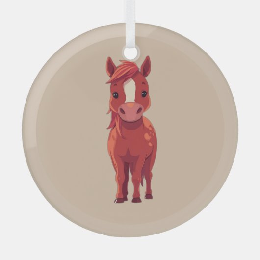 Schattig roodbruin paard glas ornament (Voorkant)