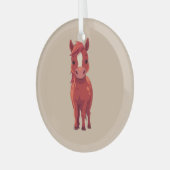Schattig roodbruin paard glas ornament (Voorkant links)