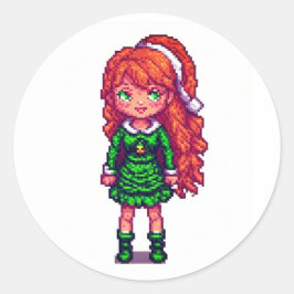Schattig roodharig meisje ronde sticker