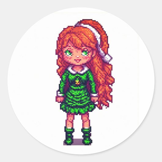 Schattig roodharig meisje ronde sticker (Voorkant)