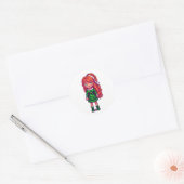 Schattig roodharig meisje ronde sticker (Envelop)