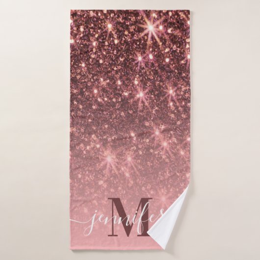 Schattig Roos gouden glitter Badhanddoek (Badhanddoek)