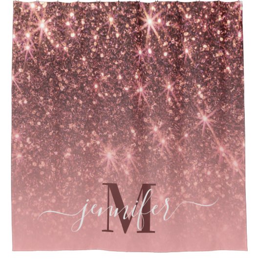 Schattig Roos gouden glitter Douchegordijn (Voorkant)