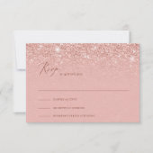 Schattig roos Gouden Glitter Sparkles Bruiloft RSV RSVP Kaartje (Voorkant)