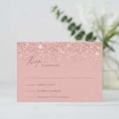 Schattig roos Gouden Glitter Sparkles Bruiloft RSV RSVP Kaartje (Staand voorkant)