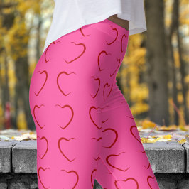 Schattig Roos Roze Liefde Harten Patroon Leggings